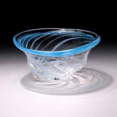$XO44: Japanese Hand-blown Glass Tea bowl, Otaru glass ware, Unique Shape