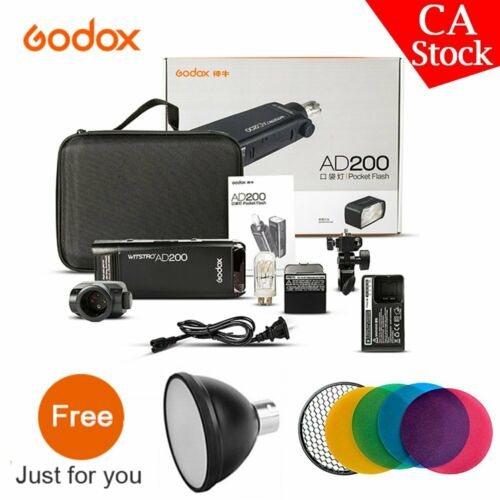 Us Godox 2.4g Ad200 Ttl Double Head Pocket Flash Li-ion Speedlite + Reflector