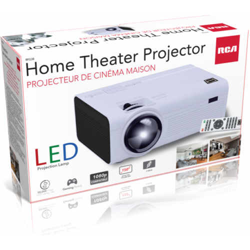 Rca  Projector 2000 Lumens 480p, 1080p Compatible 150" Picture Size - Rpj136