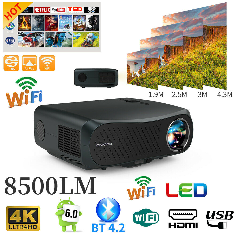 8500lms 5G WIFI Android 6.0 Projector 4K LED True 1080P Proyector HD Blue-tooth