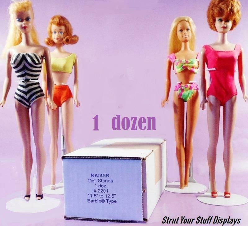 1 Dozen Barbie Stands Kaiser #2201 White 11.5"-12.5" Tall Mattel Fashion Dolls