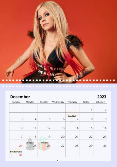 Avril Lavigne 2023 Wall Calendar
