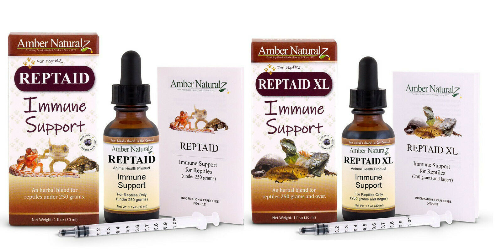 Amber Naturalz Reptaid & Reptaid XL Organic Reptile Immune Support 1oz FREE 2Day