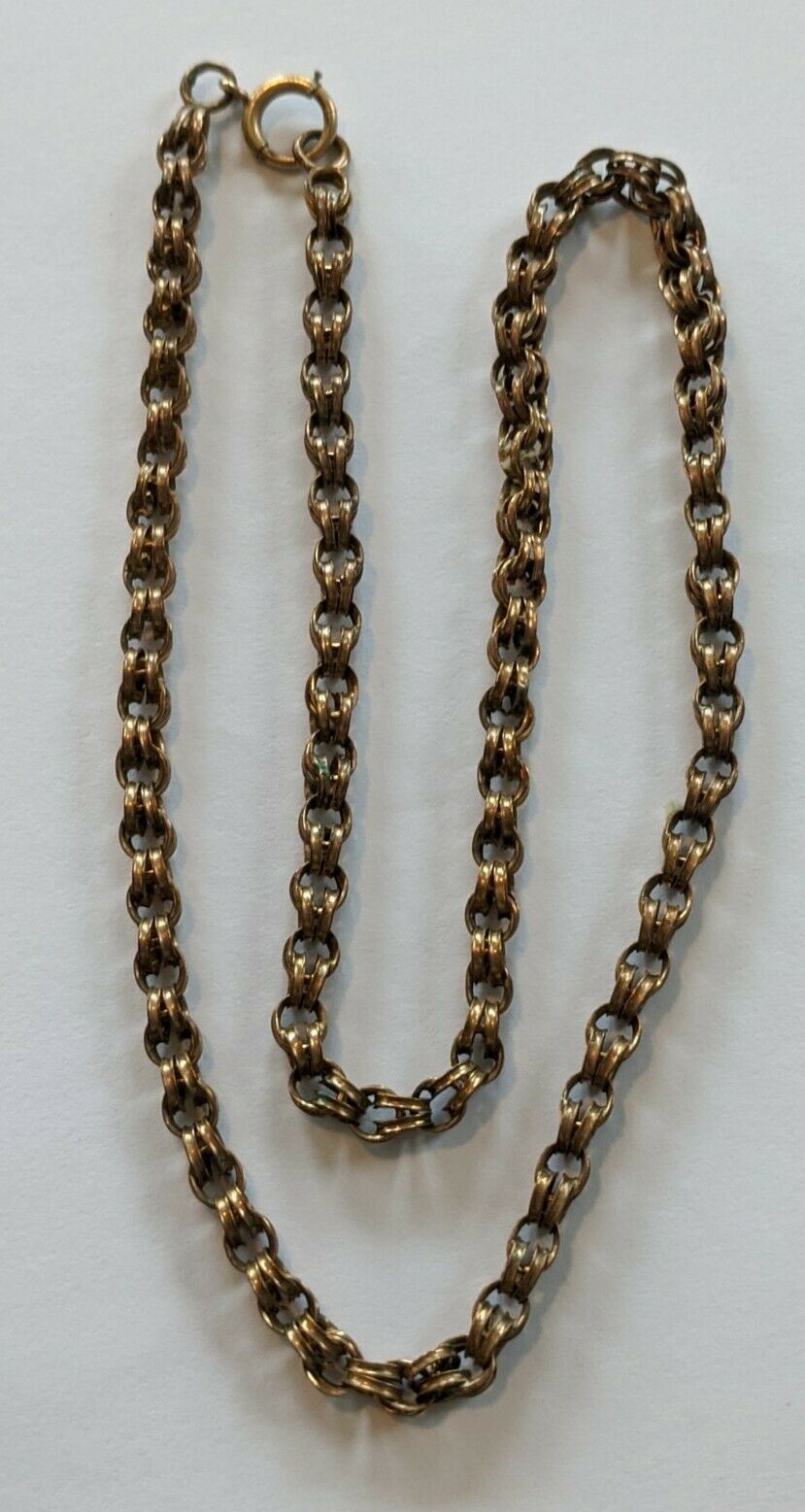 Antique Victorian Gold Filled Double Link Chain Necklace 18 1/2" Long