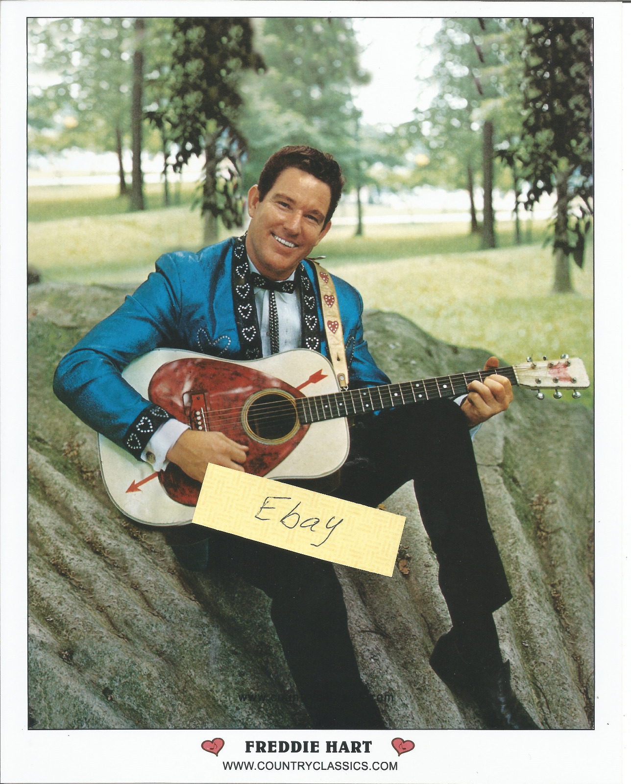 Freddie Hart 8X10 Glossy Color Publicity Photo Kapp Records 1960's guitar pose