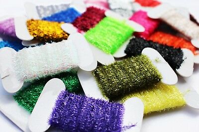 10 Cards 100m Fly Fishing Tinsel Chenille Crystal Flash Nymph Fly Tying Material