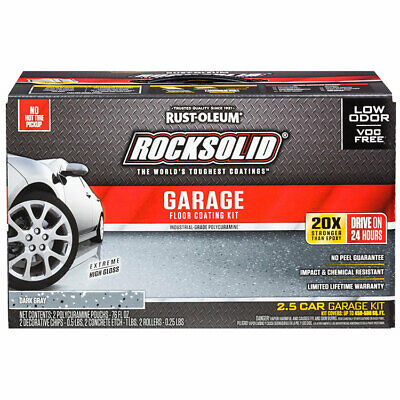 Rocksolid Polycuramine Garage Floor Coating Dark Gray Kit 2.5 Car Garage Kit