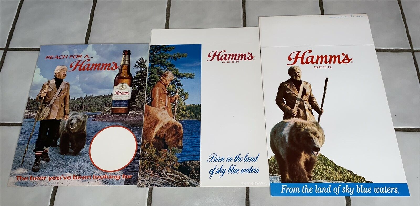3 Different Vintage Hamms Beer Point Of Display Cardboard Signs 18 X11 Largest
