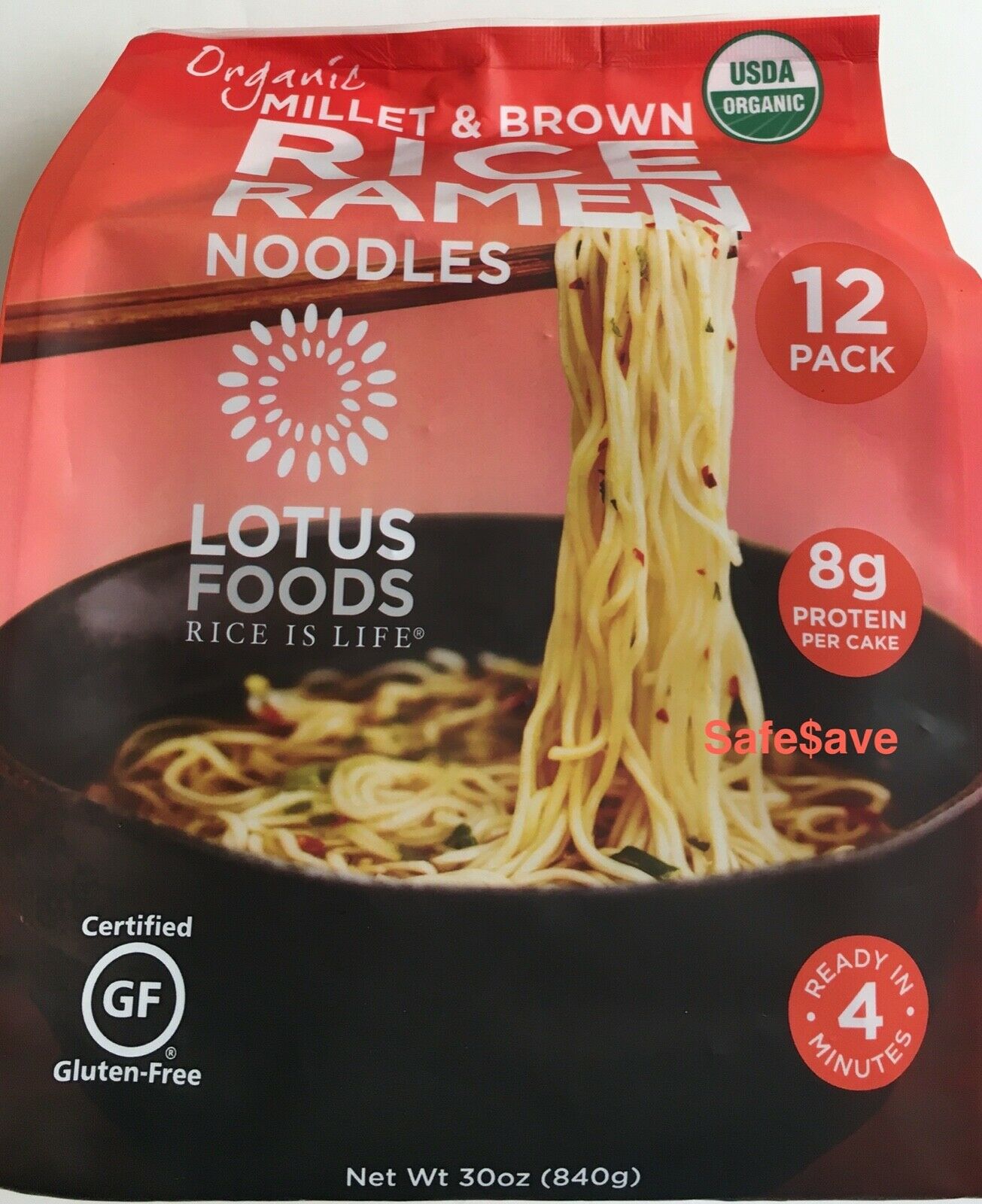 Ramen Noodles Millet & Brown Rice Organic Lotus Foods 12 Pack 30 Oz Total Weight