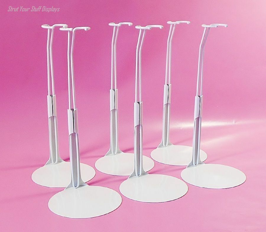 6 Doll Stands Kaiser #2201 White Fits11.5"- 12.5" Tall Doll Barbie,midge,francie